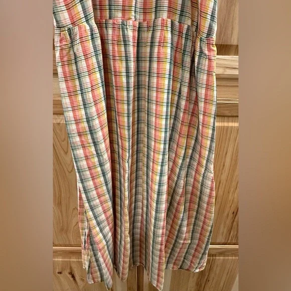 GAP Women’s Multi Color Plaid Cottagecore Prairiecore Feminine Maxi Sundress - Picture 6 of 13